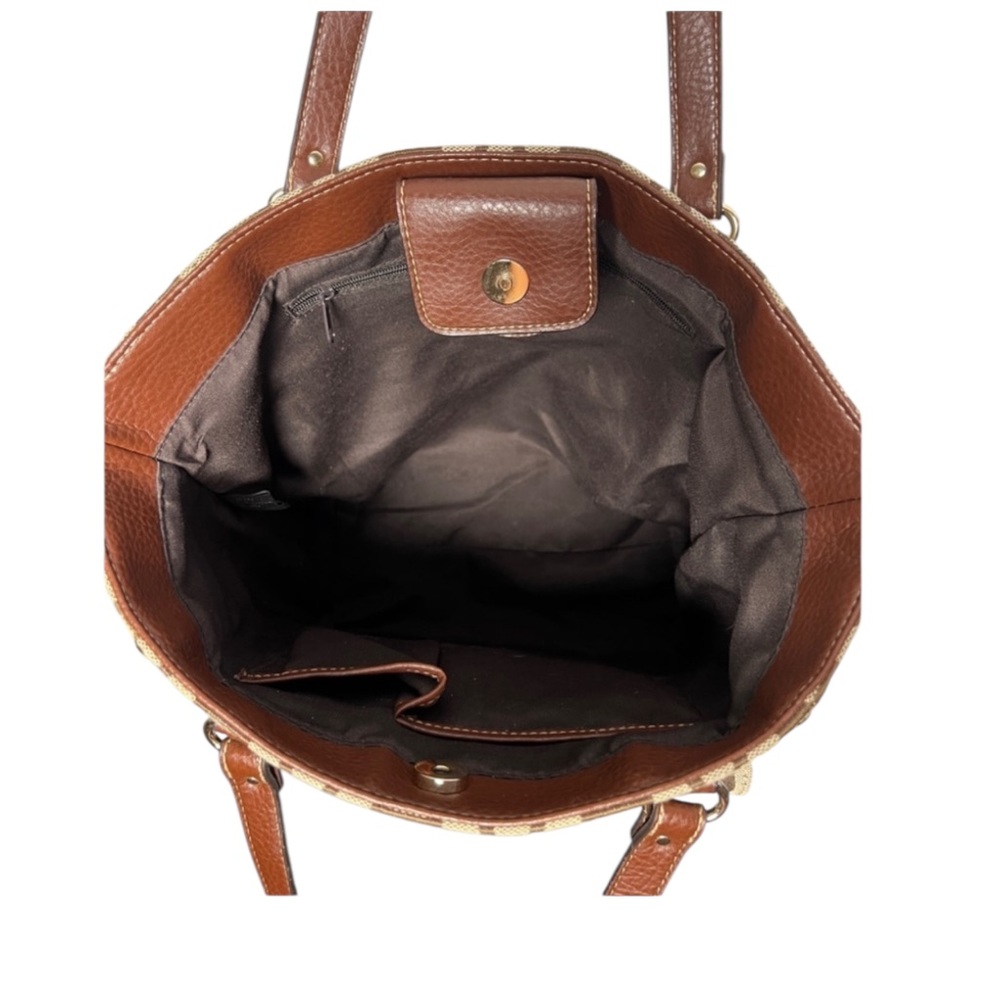 Etienne Aigner Vintage Monogram Canvas & Leather Shopper Tote Bag - Picture 7 of 8